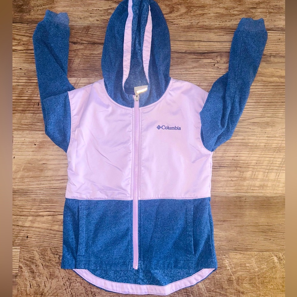 Columbia Girls Pink and Navy Hooded Zip Jacket